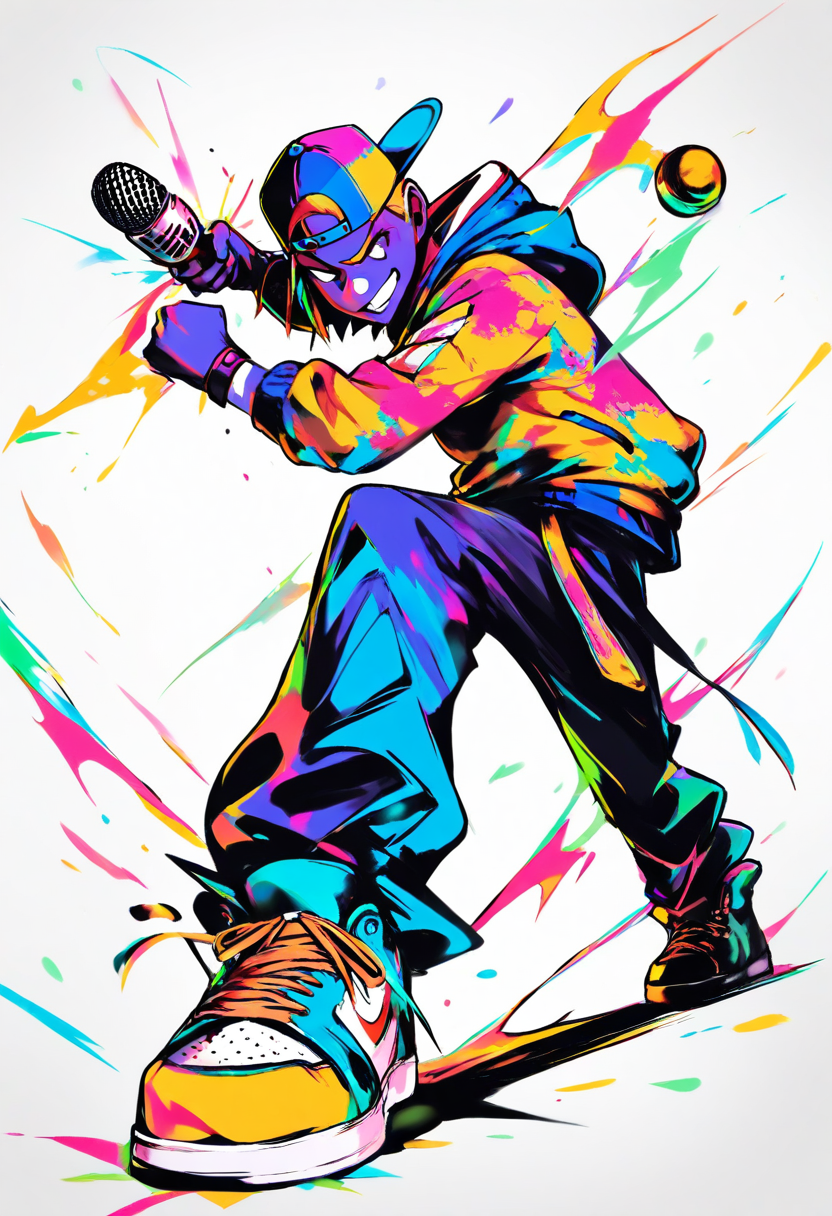 A ghostly rhythm game character with translucent blue body, floating with a spectral microphone, flowing hair and musical notes