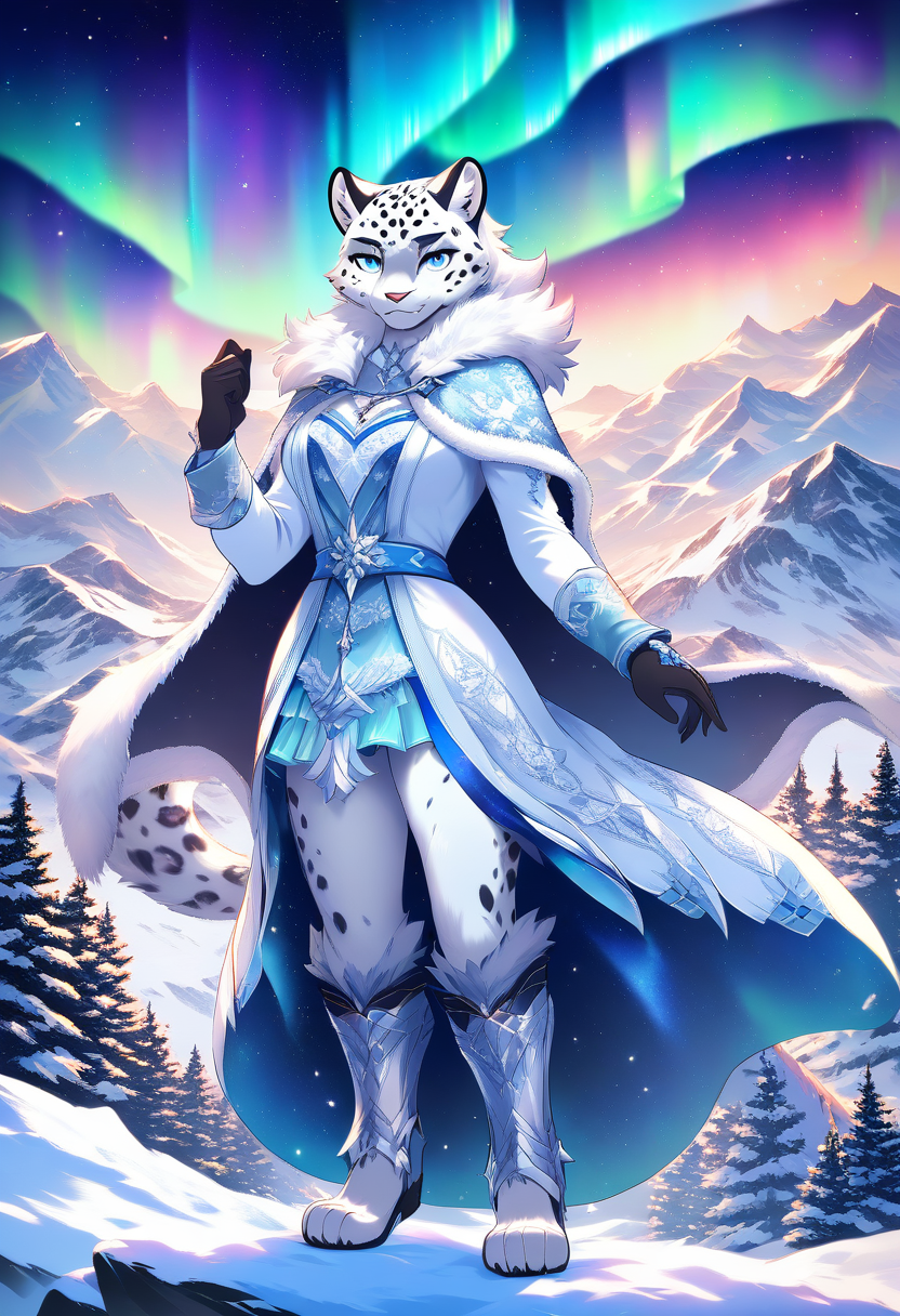 Anthro phoenix gryphon with vibrant red-orange-gold feathers, large wings spread, perched on ancient stone pillar