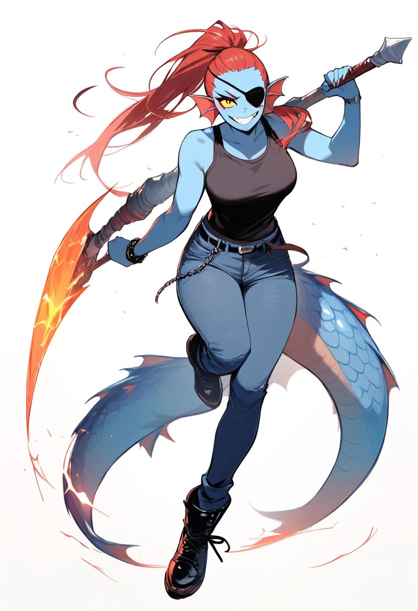 A spider girl with six arms, purple skin, twin pigtails, cute fangs, holding a teacup in a cozy web-covered parlor